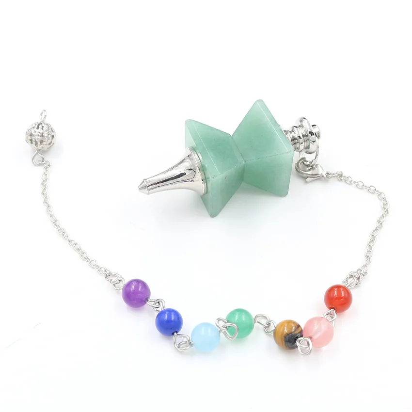 

Wholesale10Pc/Lot Silver Plated Natural Stone Double Pyramid Divining Spell Casting Reiki Healing Chakra Energy Dowsing Pendulum
