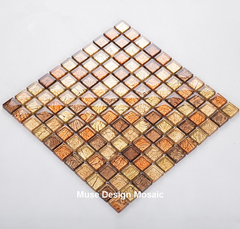 DIY домашний декор Медь из золотой фольги Кристальный Стекло мозаика настенная