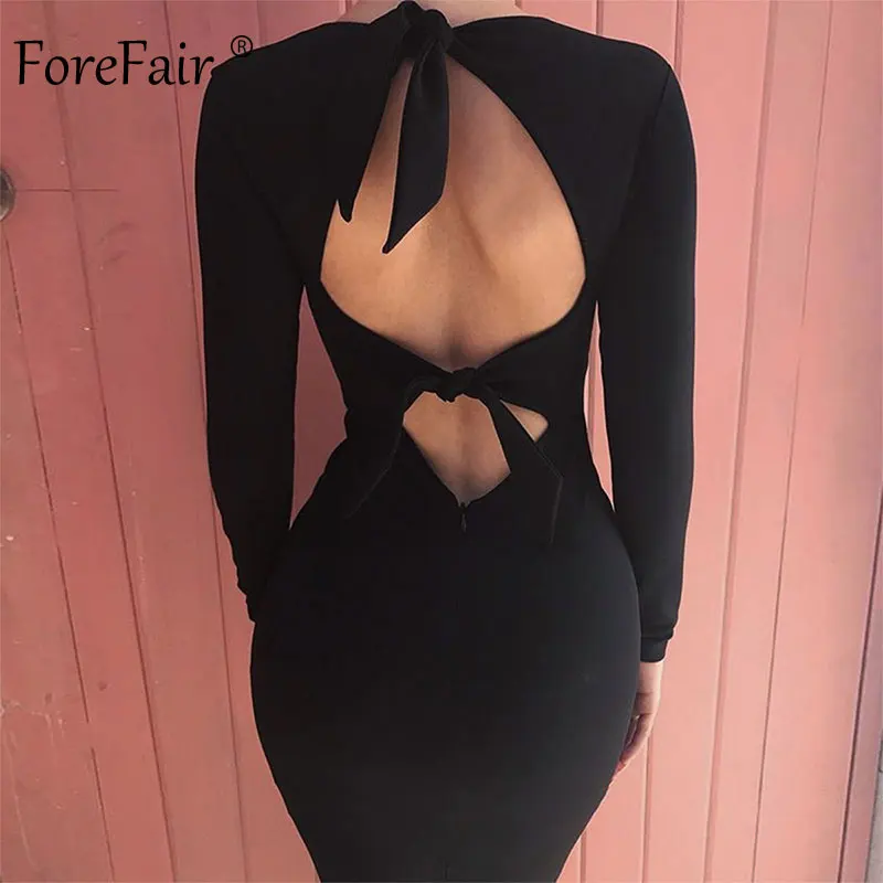 Женское длинное платье с открытой спиной ForeFair Красное Облегающее Клубное на