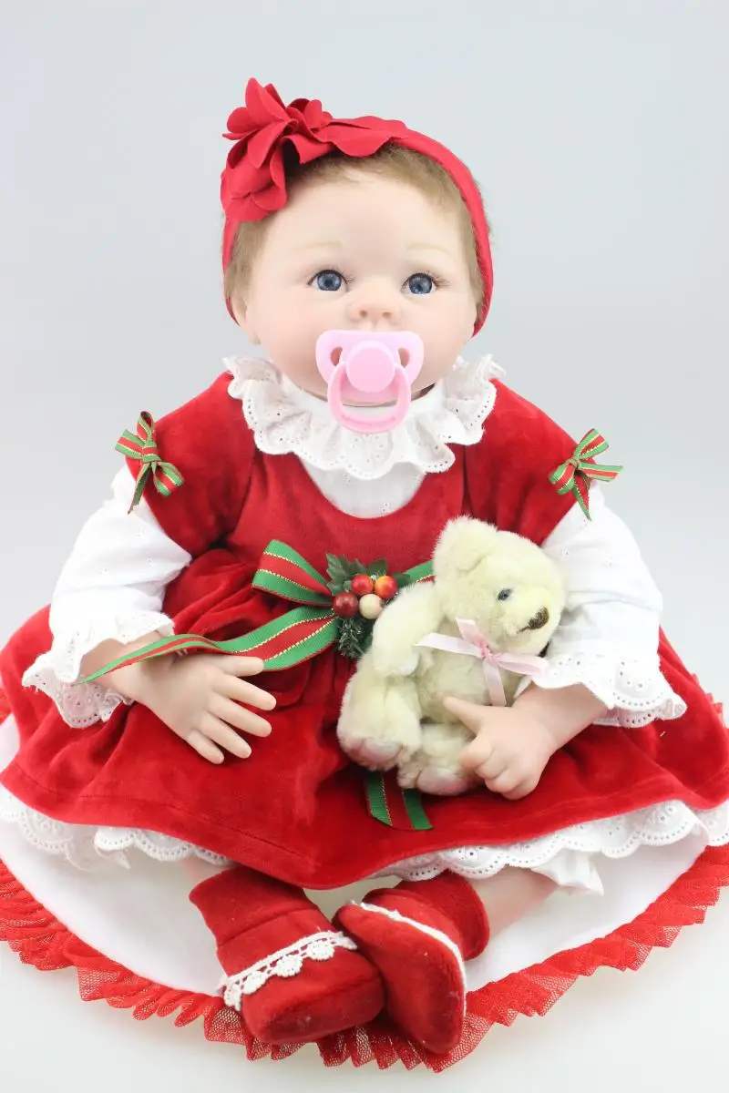 Reborn Baby Doll мягкий силиконовый 22 дюймов 55 см магнитного рот прекрасные