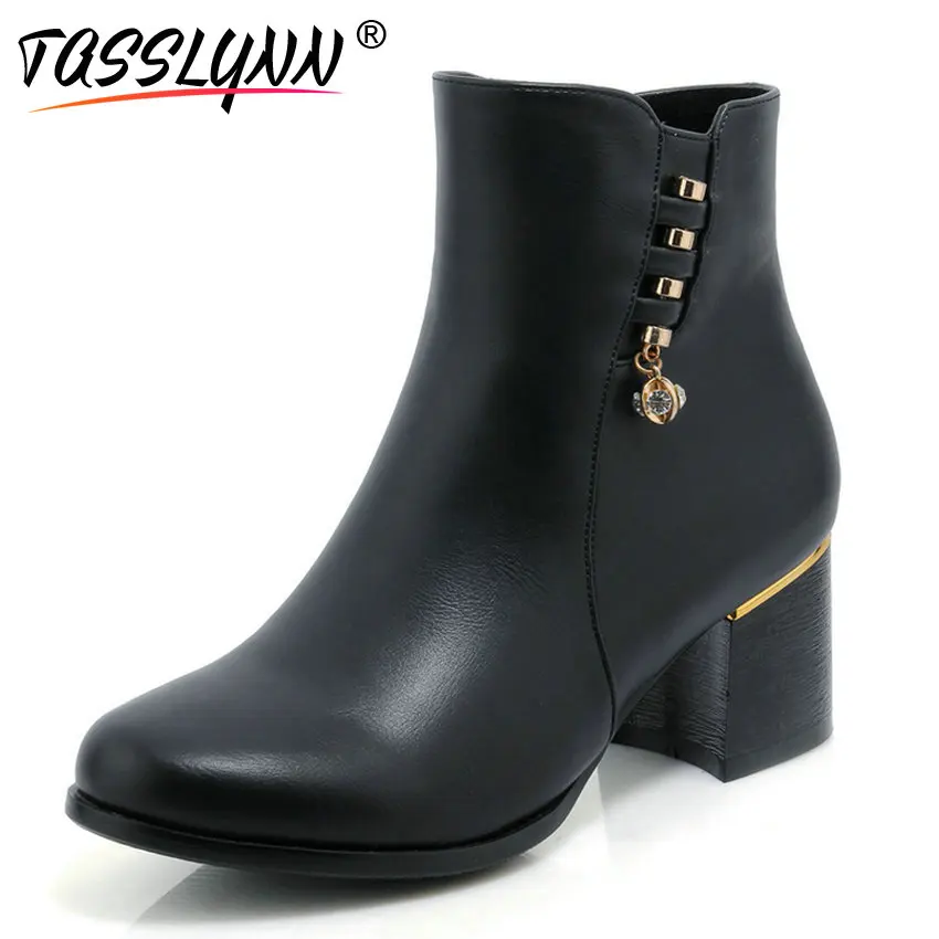 TASSLYNN/2019 г. женские зимние ботинки короткие плюшевые осенние удобные ботильоны на