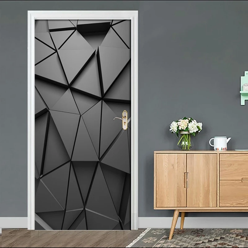 

New Door Stickers Diy 3D Mural For Living Room Bedroom Home Decor Poster Pvc Self Adhesive Waterproof Creative Door Sticker De