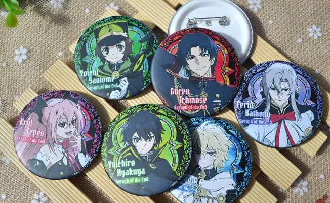 10 шт./компл. 58 мм аниме сераф конца Hiiragi Shinoa Owari no Serafu Mitsuba Sangu Ferid полный значок|pin