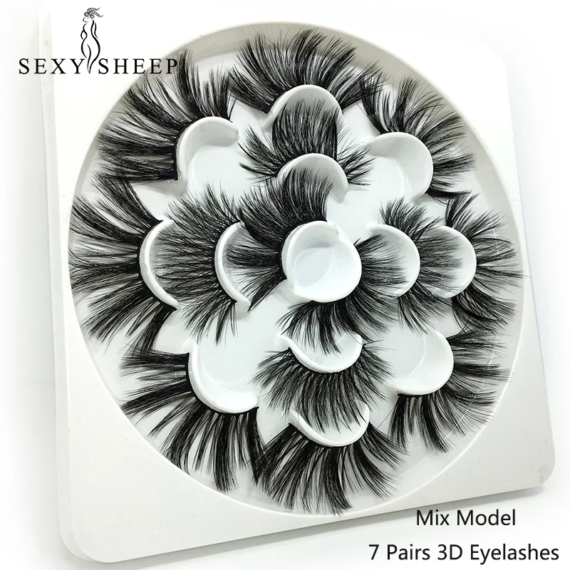 SEXYSHEEP Mix 7 пар 25 мм 3D норковые ресницы натуральные длинные накладные Объемные