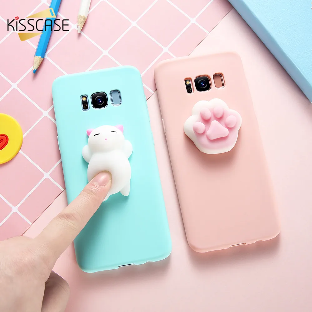 KISSCASE милый мягкий чехол с кошкой для Samsung S7 S6 Edge S8 plus милыми животными телефона Note 8