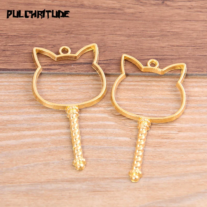 6pcs 29*54mm Three Color Alloy Jewelry Accessories Article For Cat Charm Hollow Glue Blank Pendant Tray Bezel 11B58 | Украшения и