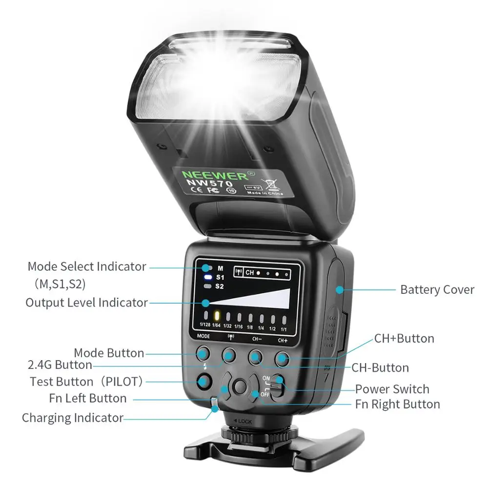 Вспышка Neewer Speedlite с беспроводной системой 2 4G и 15 канальным передатчиком для
