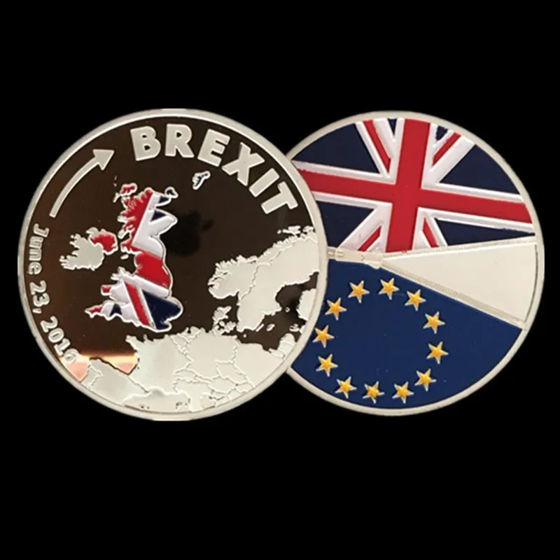 1 шт. Brexit значок Англия выход Европейский с серебряным покрытием Elizabeth 40x3 мм украшение монета