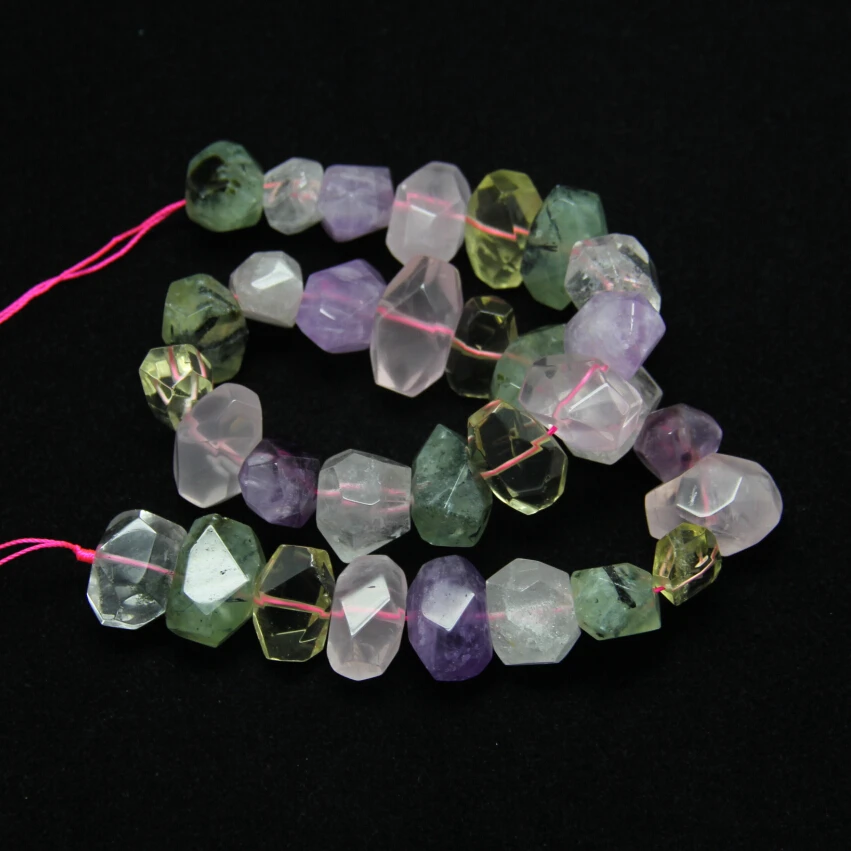 

Approx 30pcs/strand Mixed Stones Natural Crystal Quartz Beads Pendants,Polished Faceted Nugget Beads For Woman Jewelry