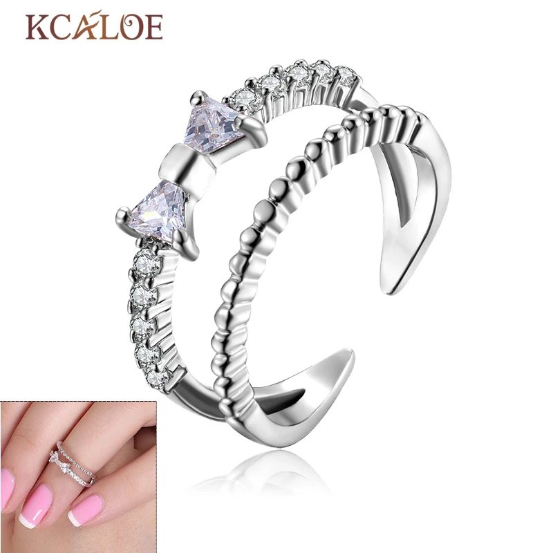 KCALOE Bow-Knot Zirconia Ring Rose Gold Color Adjustable Size Joint Finger Knuckle Anillos Rings Set For Women Bague | Украшения и