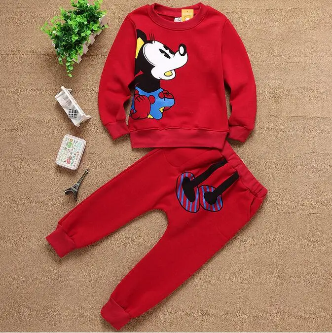 2016 New kids clothes girls mickey cartoon children clothing sets casual long sleeved tops + pants 2pc baby boy sport suit | Детская