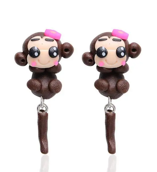 Серьги-гвоздики ручной работы женские полимерная глина животные милый кот