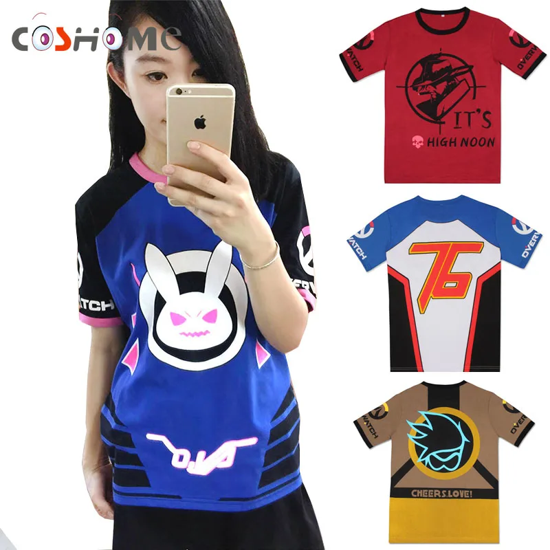 Футболка Coshome OW D.VA футболка для косплея кролика Dva Аниме Костюмы топы мужчин и