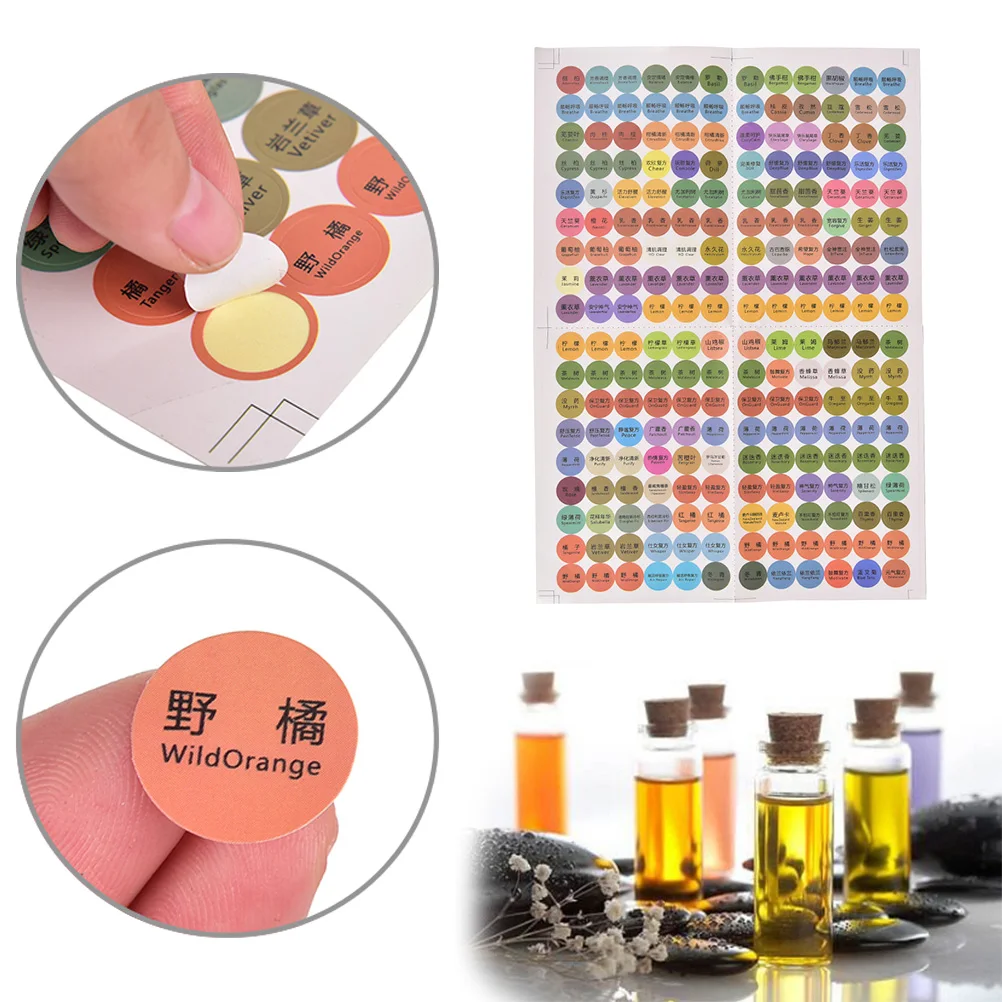 

216Pcs/Sheet New Paper Sticker Labels Colorful Printed Essential Oil Bottles Cap Lid Labels Round Circle Stickers