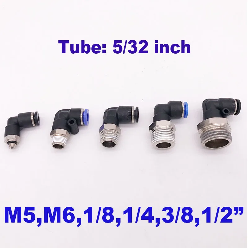 L Тип Пневматический нажимной фитинг M5 M6 1/8 1/4 3/8 BSP/NPT резьба локоть 5/32 дюйма