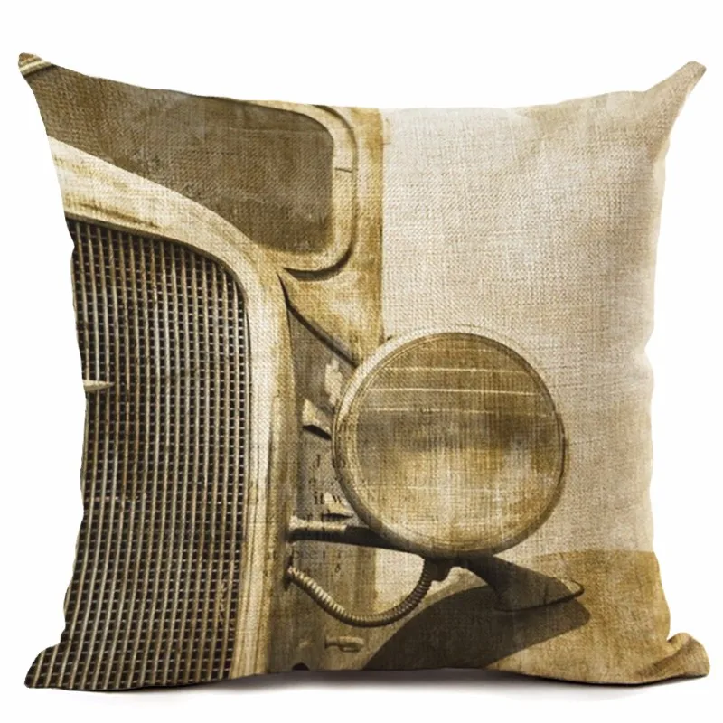 Ретро Скандинавское здание велосипед льняная Подушка Наволочка домашняя собака