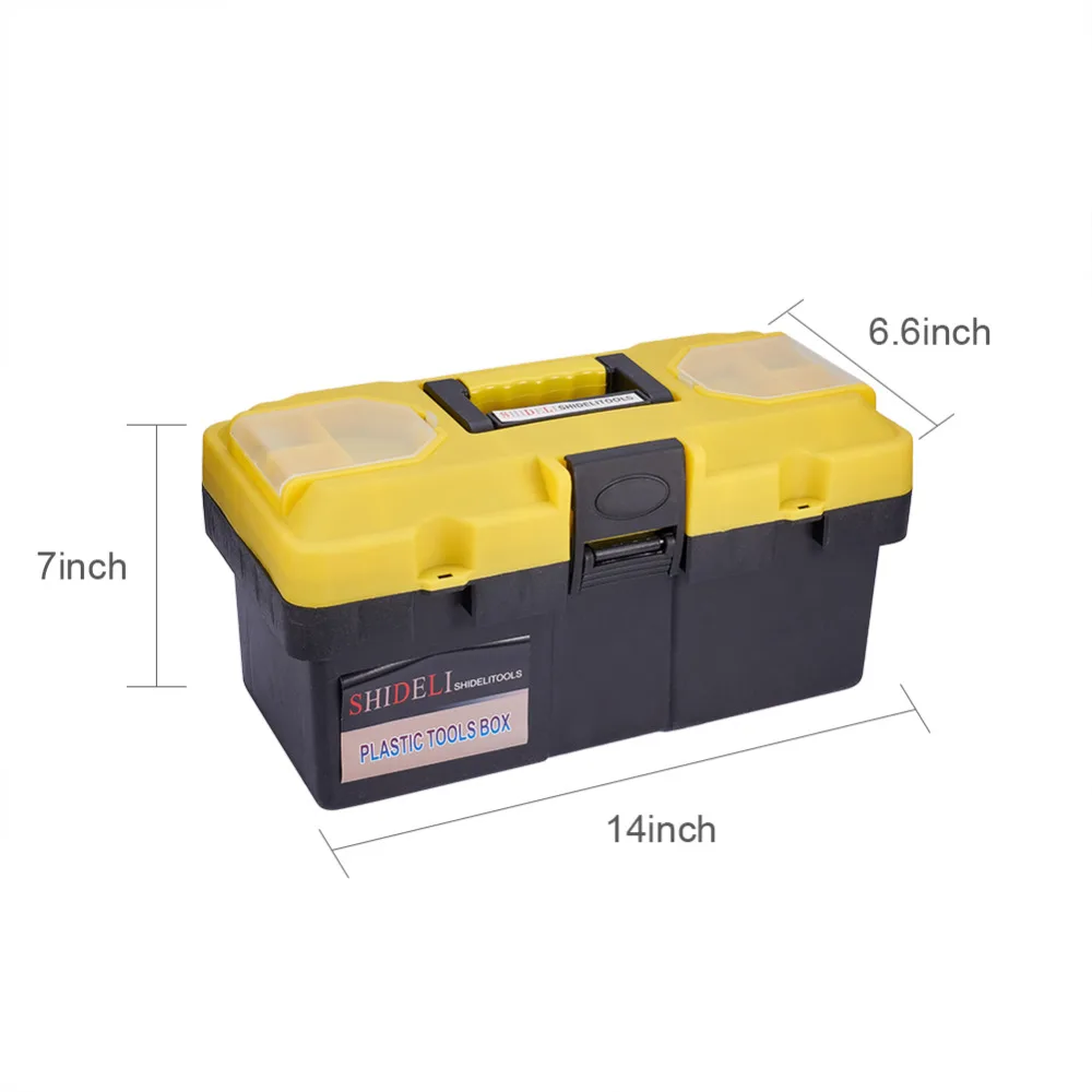 

14 Inch Convenient Portable Hand Carry Tool Storage Lockable Storage Tool Box Garage Mechanism Storage Organizer