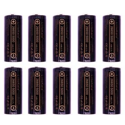 10pcs battery Liitokala, новинка 26650, перезаряжаемый литиевый аккумулятор, lii-50A, 5000 мА/ч, 3,7 в, острый, 20А, мощный светильник, светильник-вспышка, батарея - Цвет: 10pcs battery