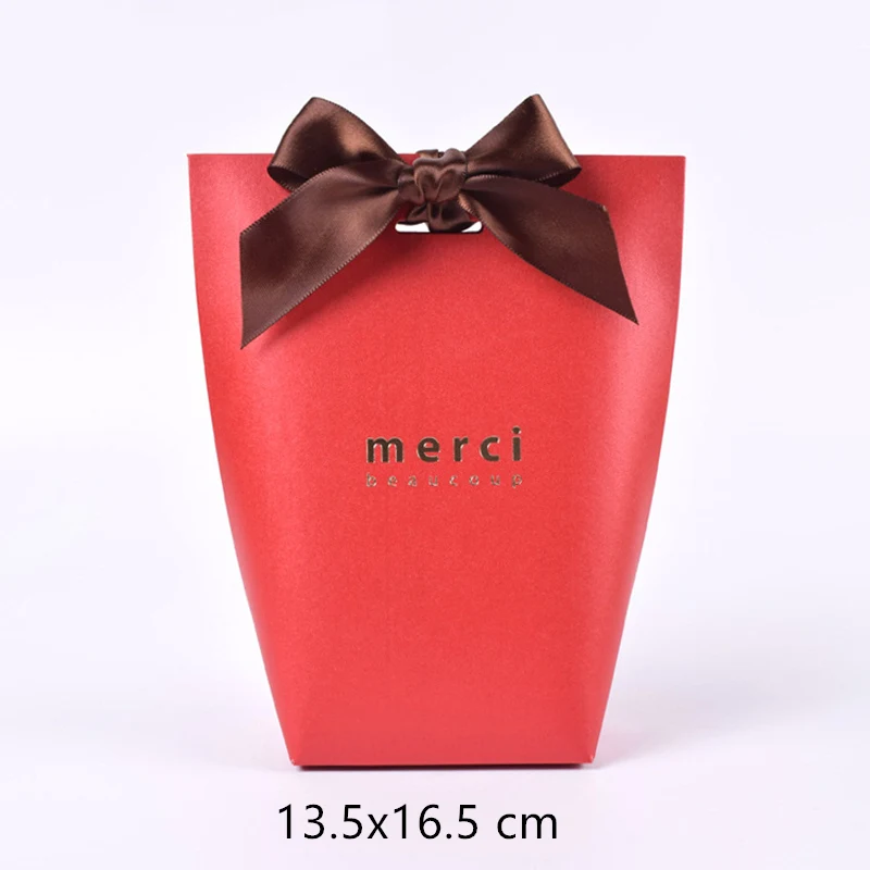 100 шт. высококлассная черная белая бронзовая конфетная сумка &quotMerci&quot