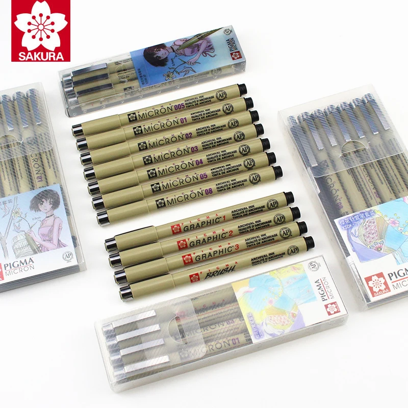 Маркеры Ручка Pigma micron игла мягкая кисть для рисования водостойкая ручка 005 01 02 03 04