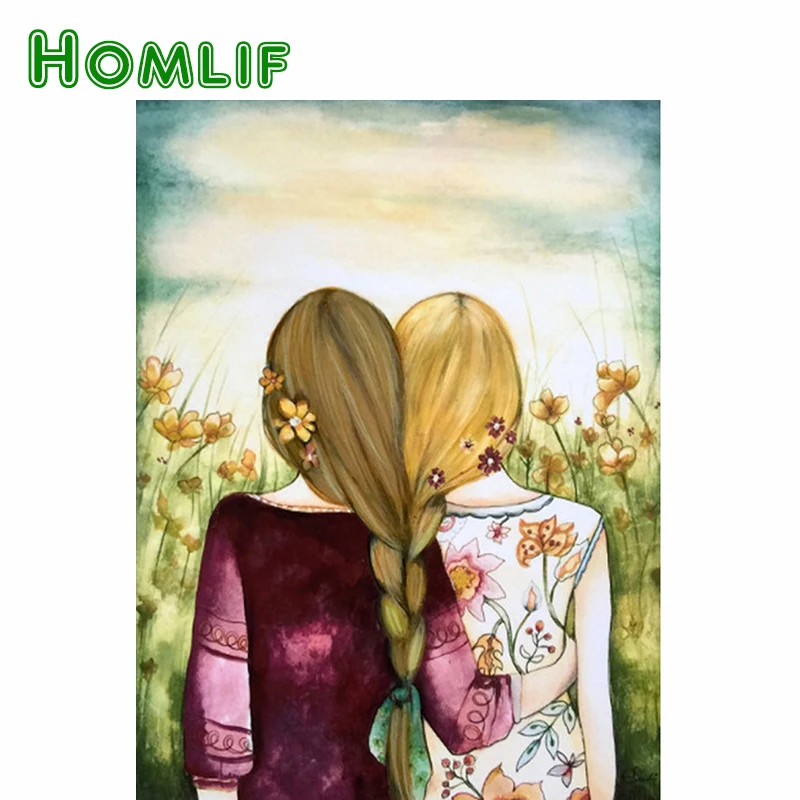 HOMLIF настроить Алмазная вышивка сестры 3d картины 5d diy алмазная картина мозаика