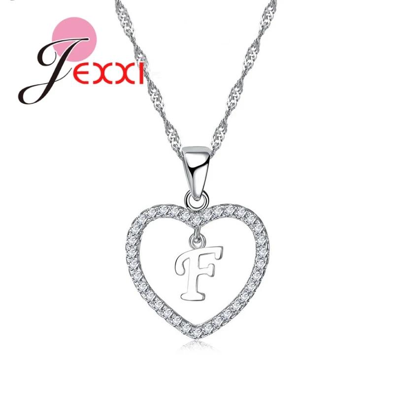 Ожерелье с подвеской в форме сердца и разных букв кулон из стерлингового серебра