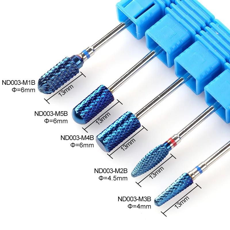 Blueness 5 Тип кукурузные металлические биты 3/32 ''синий карбид вольфрама для заусенец Нано покрытие ногтей сверло дрель для ногтей аксессуары