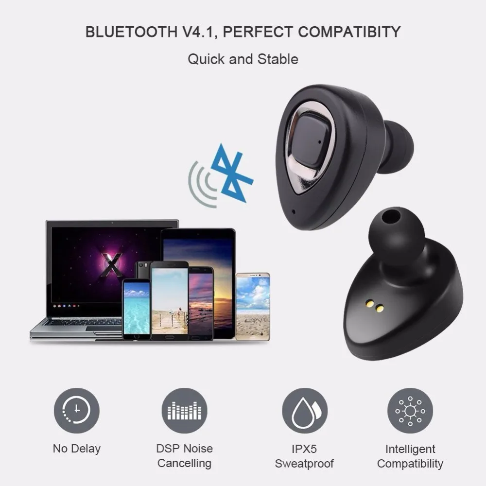 Беспроводные наушники Sago K5s с шумоподавлением спортивные Bluetooth проводные