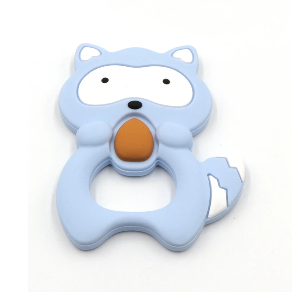 

TYRY.HU 2Pcs Silicone Raccoon Nursing Teether Food Grade DIY Teething Necklace BPA Free Baby Dental Care Silicone Teethers Bead