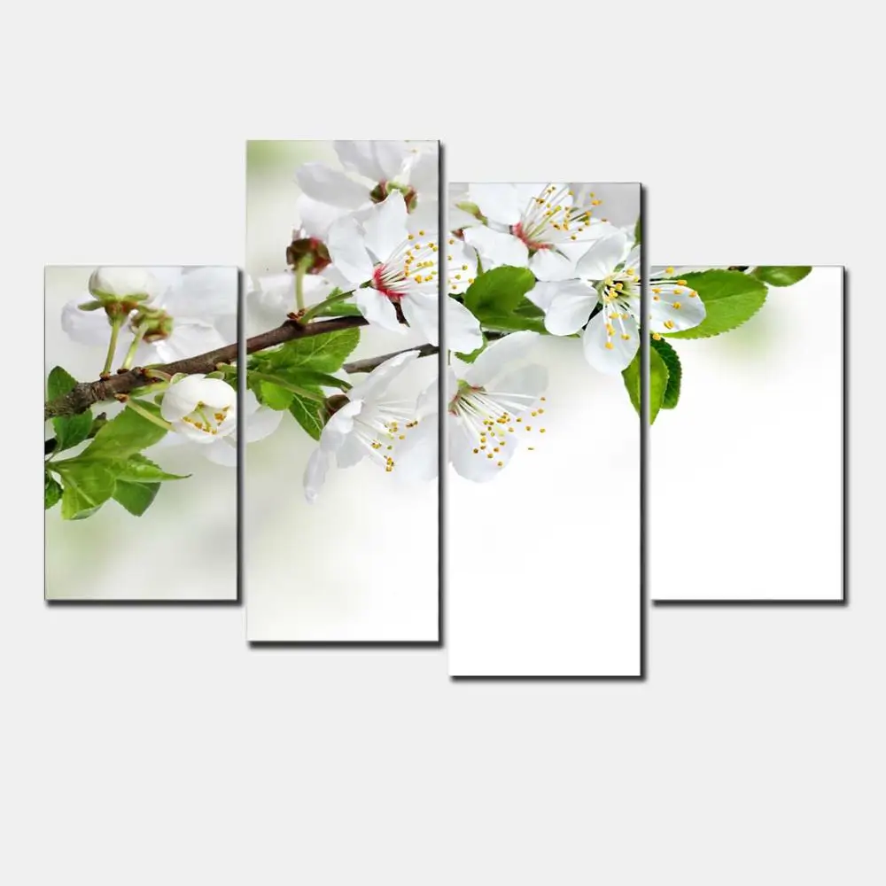 Новые модульные фотографии без рамки 4 панели белая груша цветок Larage HD Печать