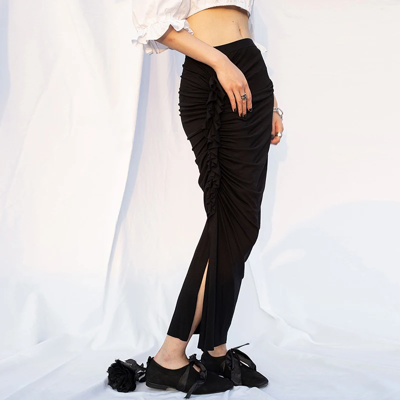New 2019 Korean Style Women Long Black Mermaid Skirt Sides Split Elastic Waist Ladies Sexy Party Club Charming Wear J060 | Женская