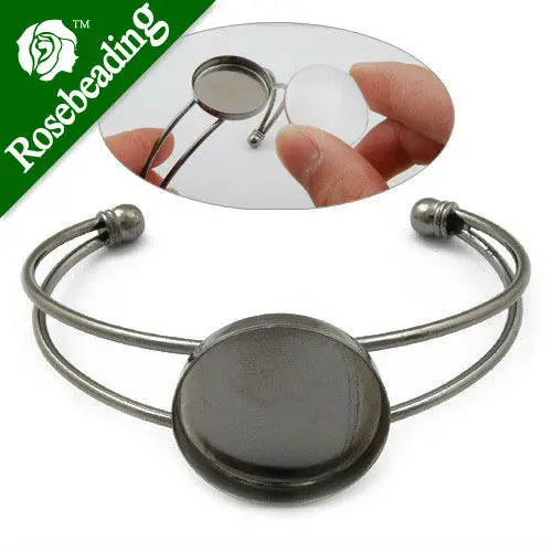 Браслет с круглой оправой 25 мм манжета регулируемая из быстрорежущей латуни без