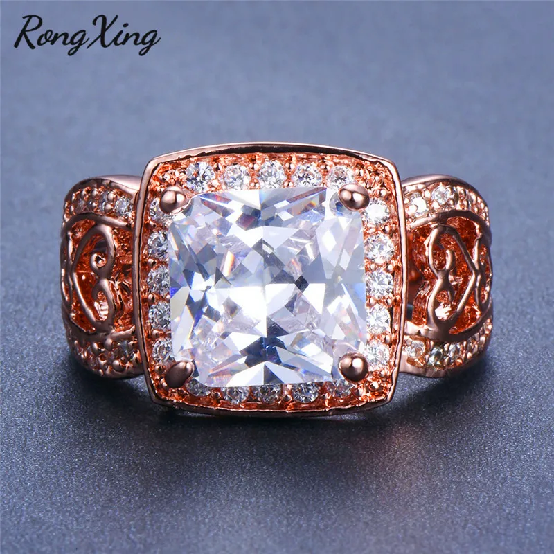 RongXing великолепные розовые Золотые заполненные квадратные большие белые