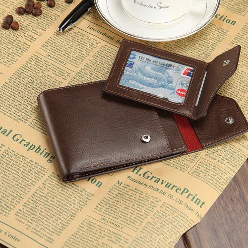 Высокое качество мягкий кожаный бумажник короткий дизайн мужские кошельки