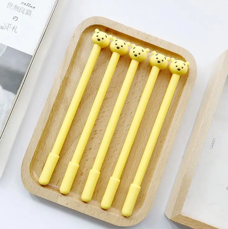 48 шт./лот 0.38 мм Мультфильм Желтый Медведь Гелевая Ручка Чернила Перо