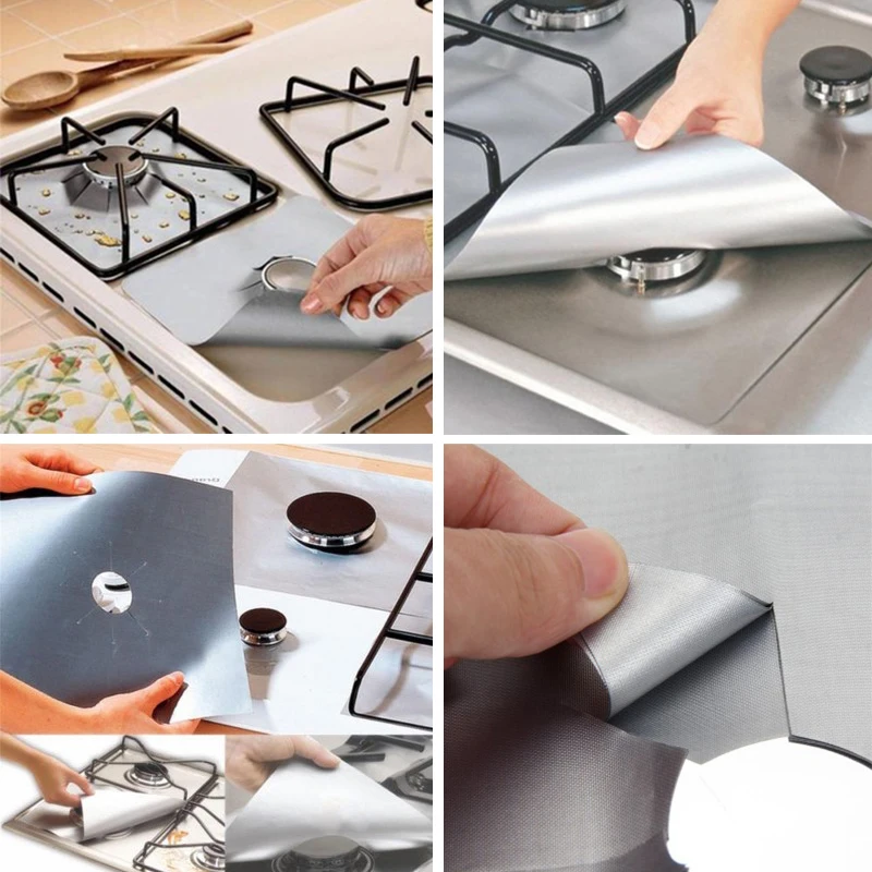 Кухня тефлоновая газовая плита Плита котел вкладыш очистить коврик масло