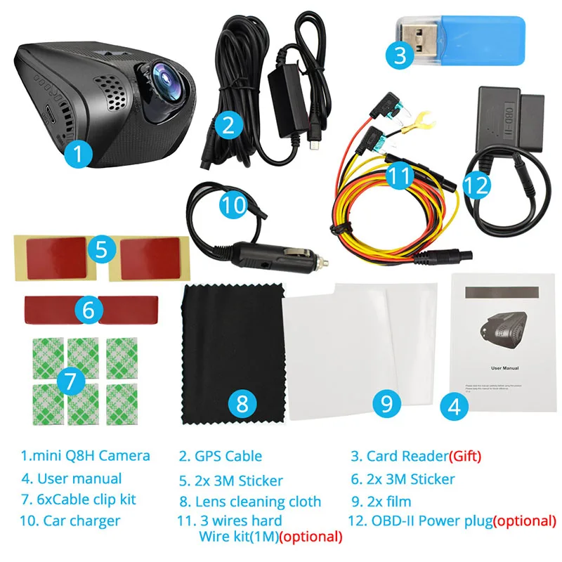 Видеорегистратор Mini Q8H MSC8328Q 1440P Full HD Wi Fi GPS|dash camera|car cameravideo recorder |