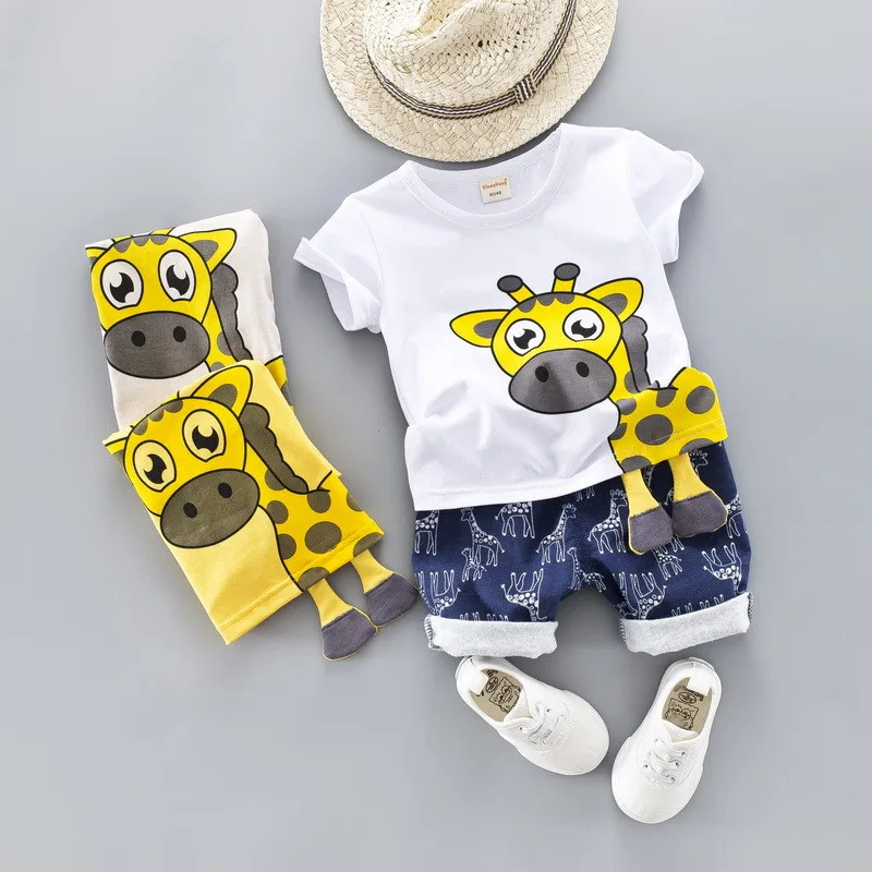0-4 years High quality boy girl clothing set 2019 summer new casual cute kid children baby T-shirt+pant 2pcs | Детская одежда и