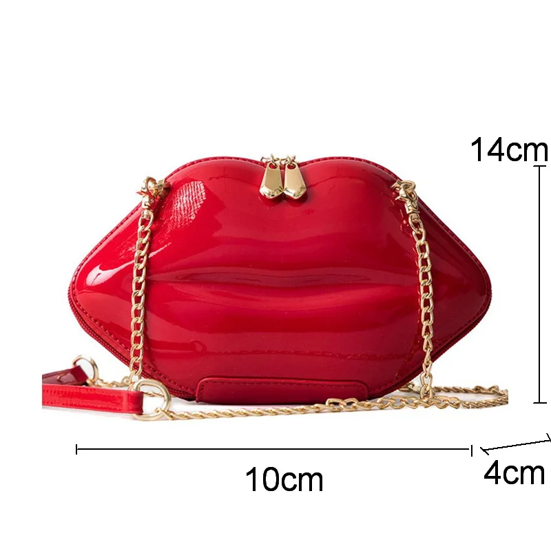 Сумка на плечо Mododiino из лакированной кожи с красными губами однотонная