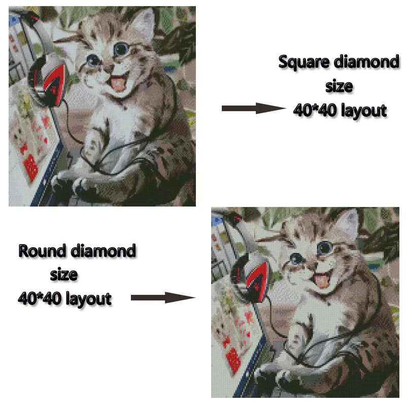 DIY 5D Diamond Painting Mosaic Cartoon Music Cat Animals Handmade Cross stitch Set Embroidery 148 | Дом и сад