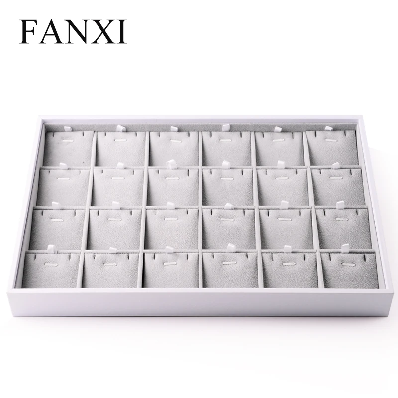 Поднос для ювелирных изделий FANXI из белой искусственной кожи с бархатным