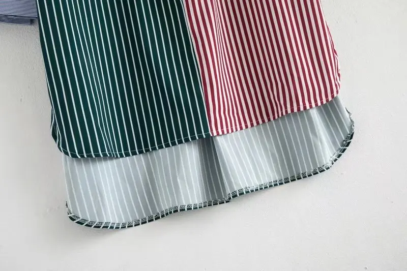 

H.SA Long Blouse For Women Casual Patchwork Cotton Long Blusa Shirts Tops Female Turn-Down Collar Loose Oversize Striped Shirts
