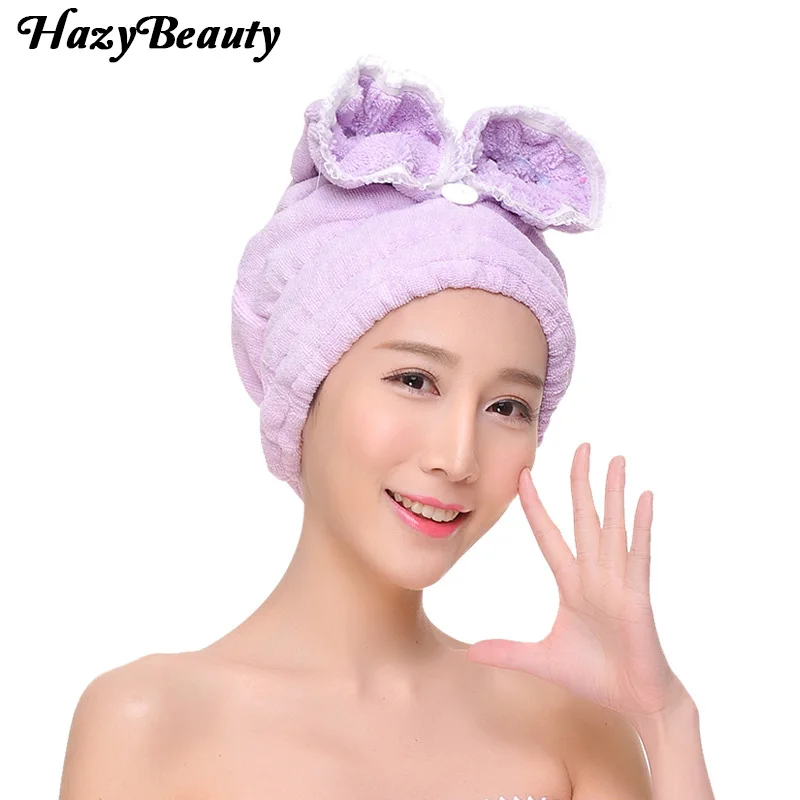 Женское полотенце из микрофибры HazyBeauty быстросохнущее банное для волос 27x36 см