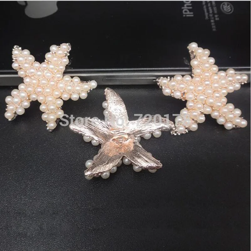 30mm Pearl Starfish button embellishment with shank gold and silver for hair bow center 30PCS RMM004-2 | Дом и сад