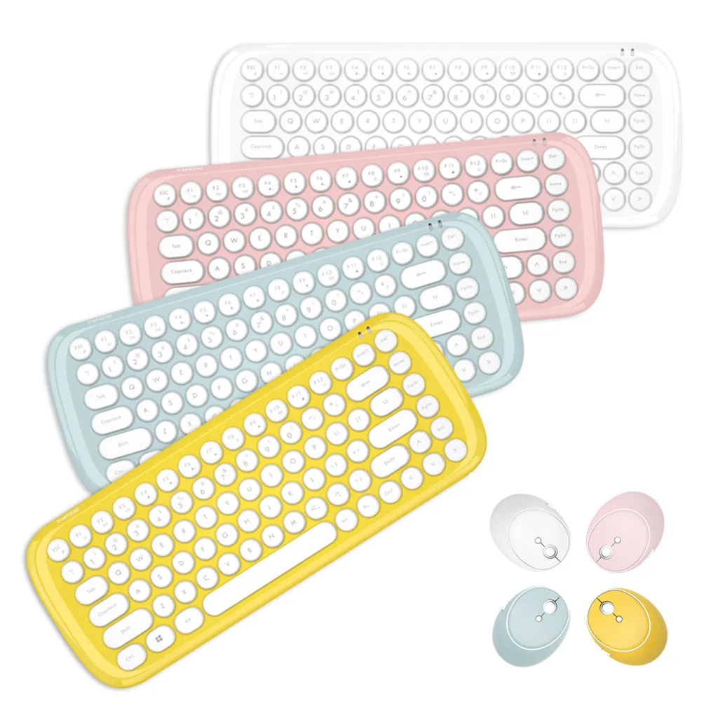 2 4G Беспроводная клавиатура и мышь мультимедийная карамельного цвета набор для