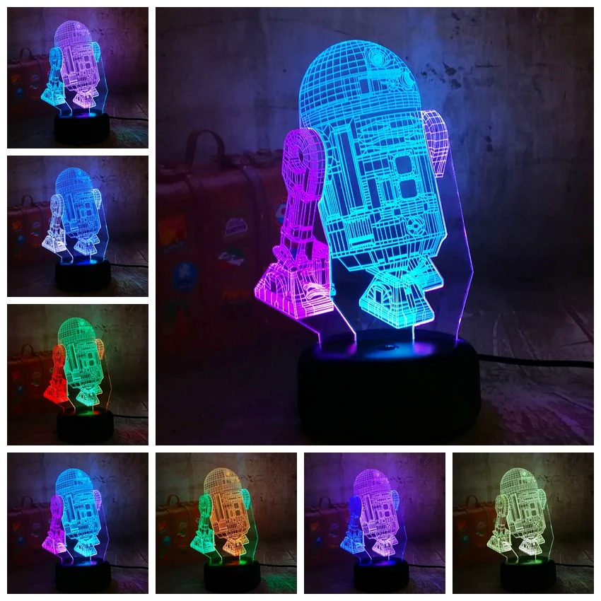 Новинка Звездные войны R2D2 космический корабль 3D светодиодный RGB 7 смешанных
