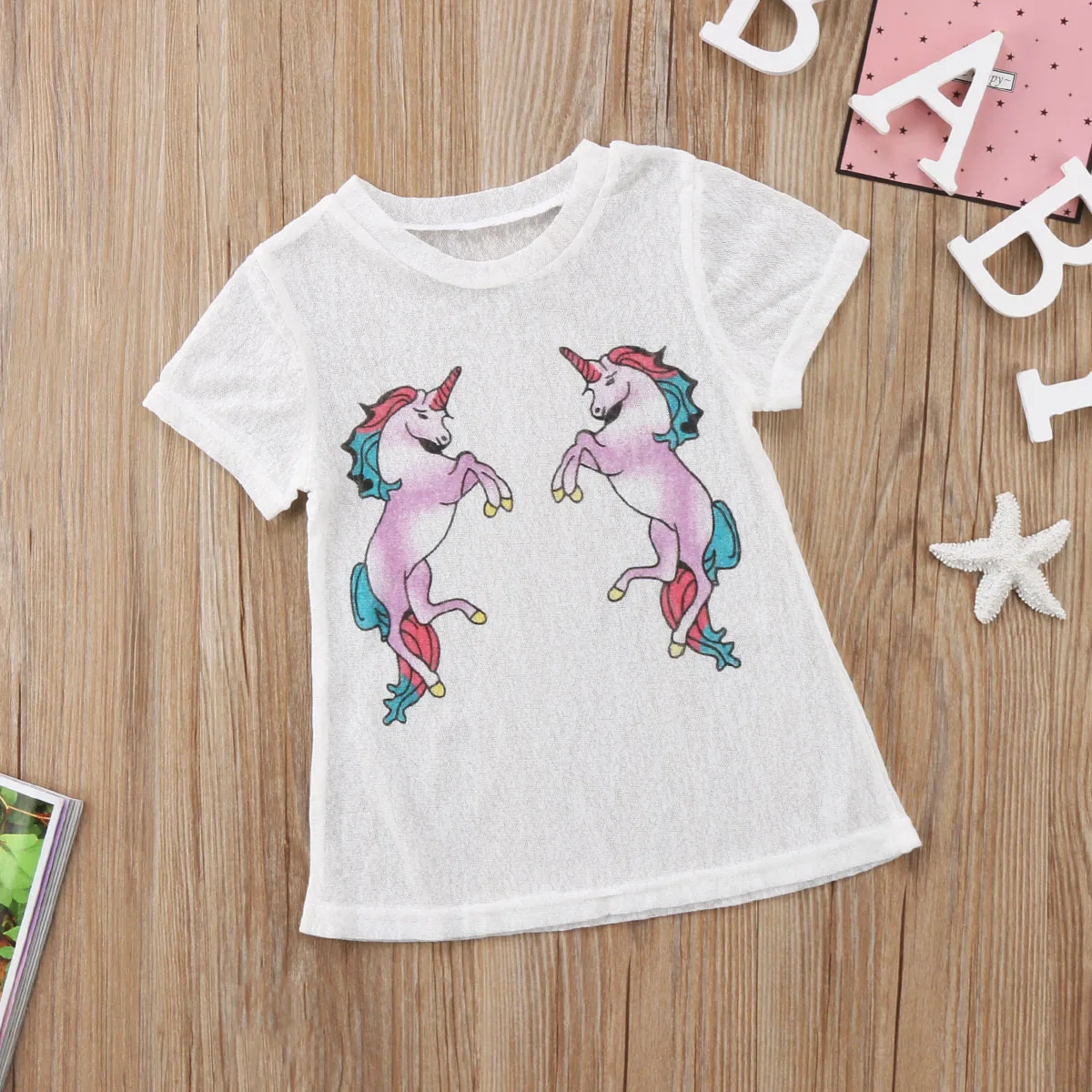 2017 Girls Dress Infant Kid Baby Girl Clothing Vestidos Tulle Unicorn Top T-shirt Casual Clothes Summer 6M-5T | Детская одежда и