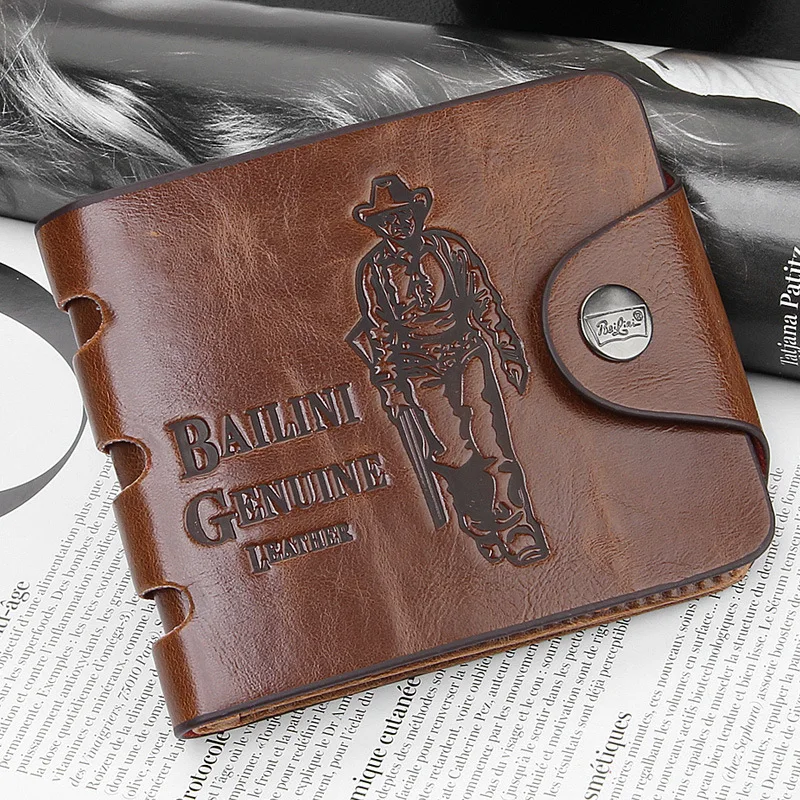 Классический винтажный мужской кошелек известного бренда Hunter coffee Crazey Horse из