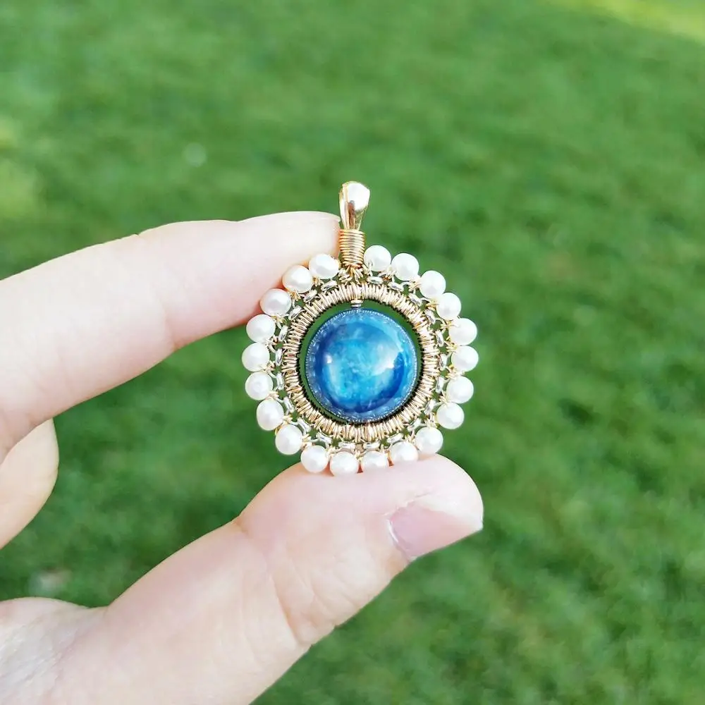 Серия Lii Ji Planet кулон из настоящего камня кьянит лунный камень Charoite жемчуг Серебро