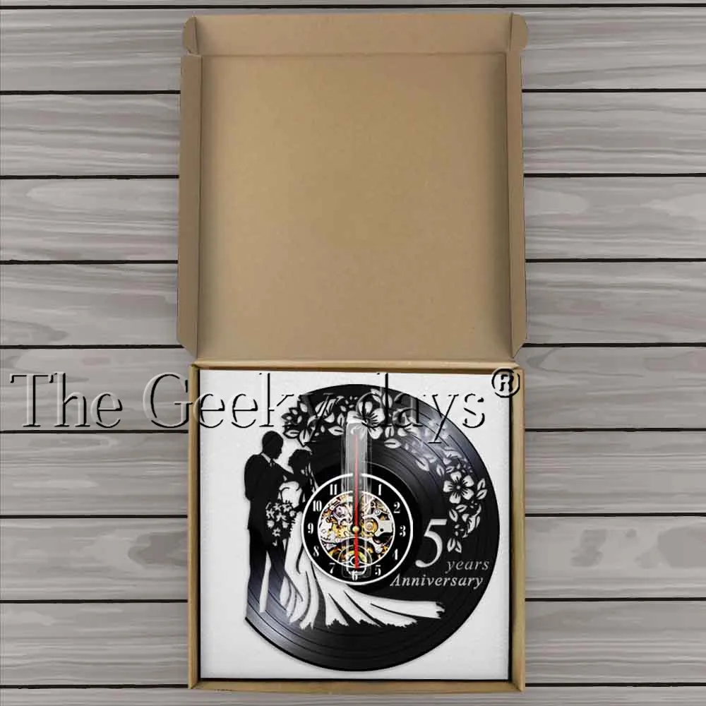 Юбилей 5 лет ручной работы настенные художественные декоративные часы виниловая